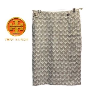 Beige and Brown Tory Burch Pencil Skirt Brown Size 8